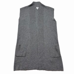 Armani Collezioni 100% Cashmere Grey Ribbed Open Front Longline Sweater Vest M 8